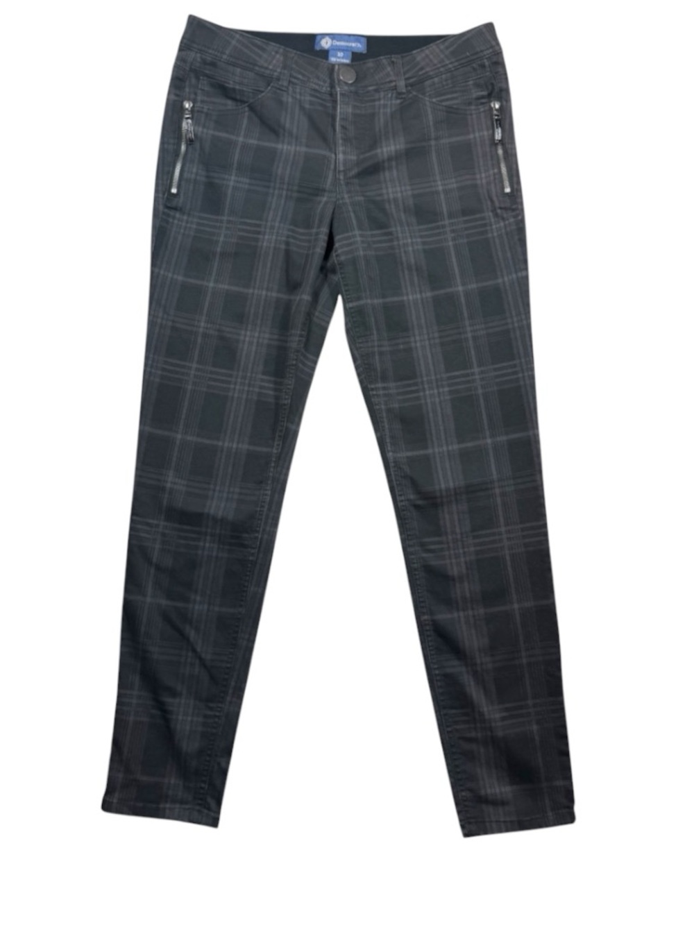 Democracy Ab Solution Black Gray Plaid Skinny Pants Size 10